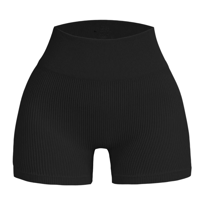 Seamless Gym Sexy Shorts Woman Summer Sport Fitness Shorts Thread Striped Skinny Activewear Running Compression Shorts - 3KDyn