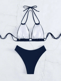 Halter Bikini Set - Sexy Black Push Up Two-Piece Swimsuit for Women - 3KDyn