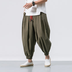 Men’s Loose Fit Linen Harem Pants – Oversized Lightweight Comfort - 3KDyn