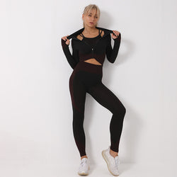 3PCS Yoga Set Seamless Sport Set Women Gym Clothing Leggings Women Crop Top Sports Bra Women Fitness Gym Set Womens Outfits Tracksuit - 3KDyn