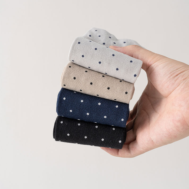 5 pairs of women’s polka dot crew socks in assorted colors – soft breathable cotton | 3KDyn