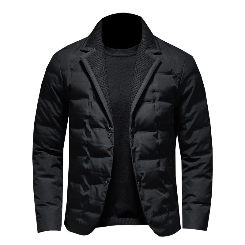 Men’s Winter Down Jacket – Thick Warm Coat with Korean Style Blazer Look - 3KDyn