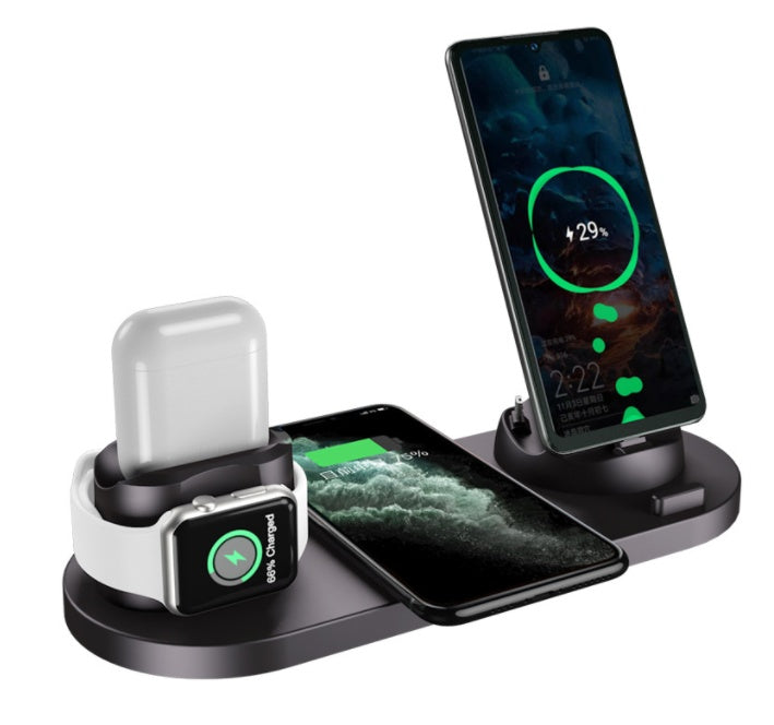 Wireless Charger For IPhone Fast Charger For Phone Fast Charging Pad For Phone Watch 6 In 1 Charging Dock Station - 3KDyn