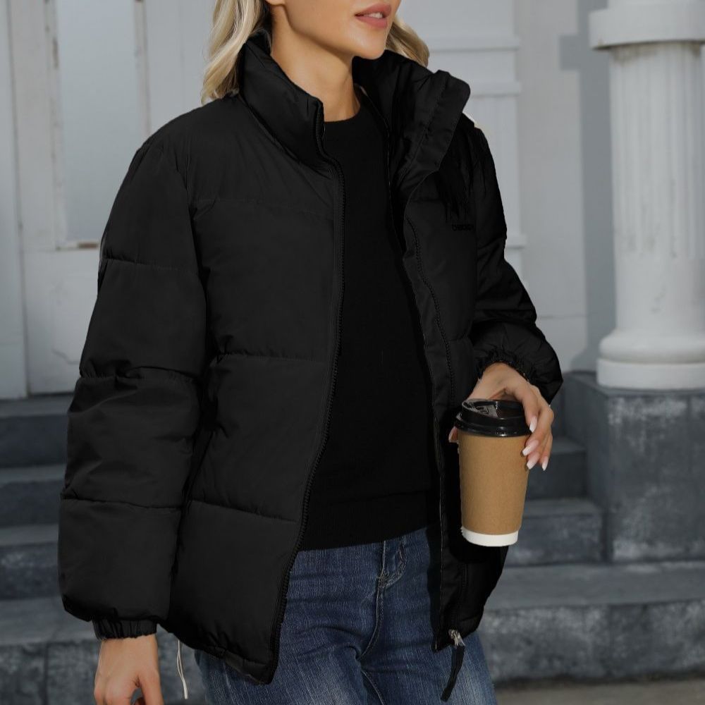 Women's Windproof Winter Puffer Jacket – Warm Thick Cotton Coat with High Collar - 3KDyn