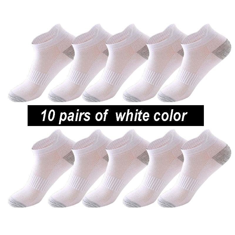 10 pairs of white socks on a white background with text indicating the quantity.