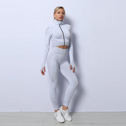 3PCS Yoga Set Seamless Sport Set Women Gym Clothing Leggings Women Crop Top Sports Bra Women Fitness Gym Set Womens Outfits Tracksuit - 3KDyn