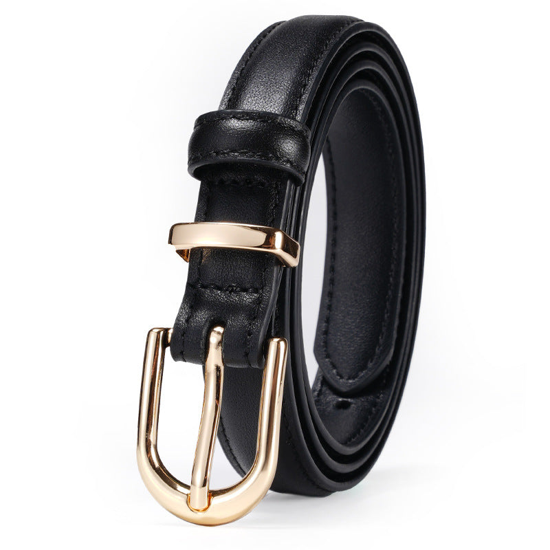 Women's Genuine Cowhide Leather Belt – Gold-Tone Buckle – product image 3