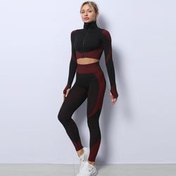 3PCS Yoga Set Seamless Sport Set Women Gym Clothing Leggings Women Crop Top Sports Bra Women Fitness Gym Set Womens Outfits Tracksuit - 3KDyn