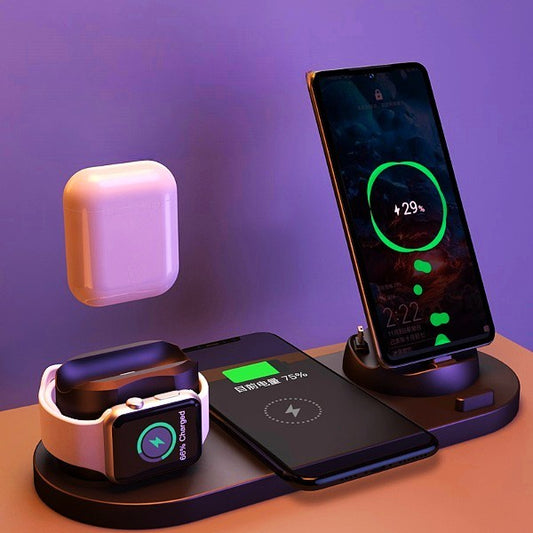 Wireless Charger For IPhone Fast Charger For Phone Fast Charging Pad For Phone Watch 6 In 1 Charging Dock Station - 3KDyn